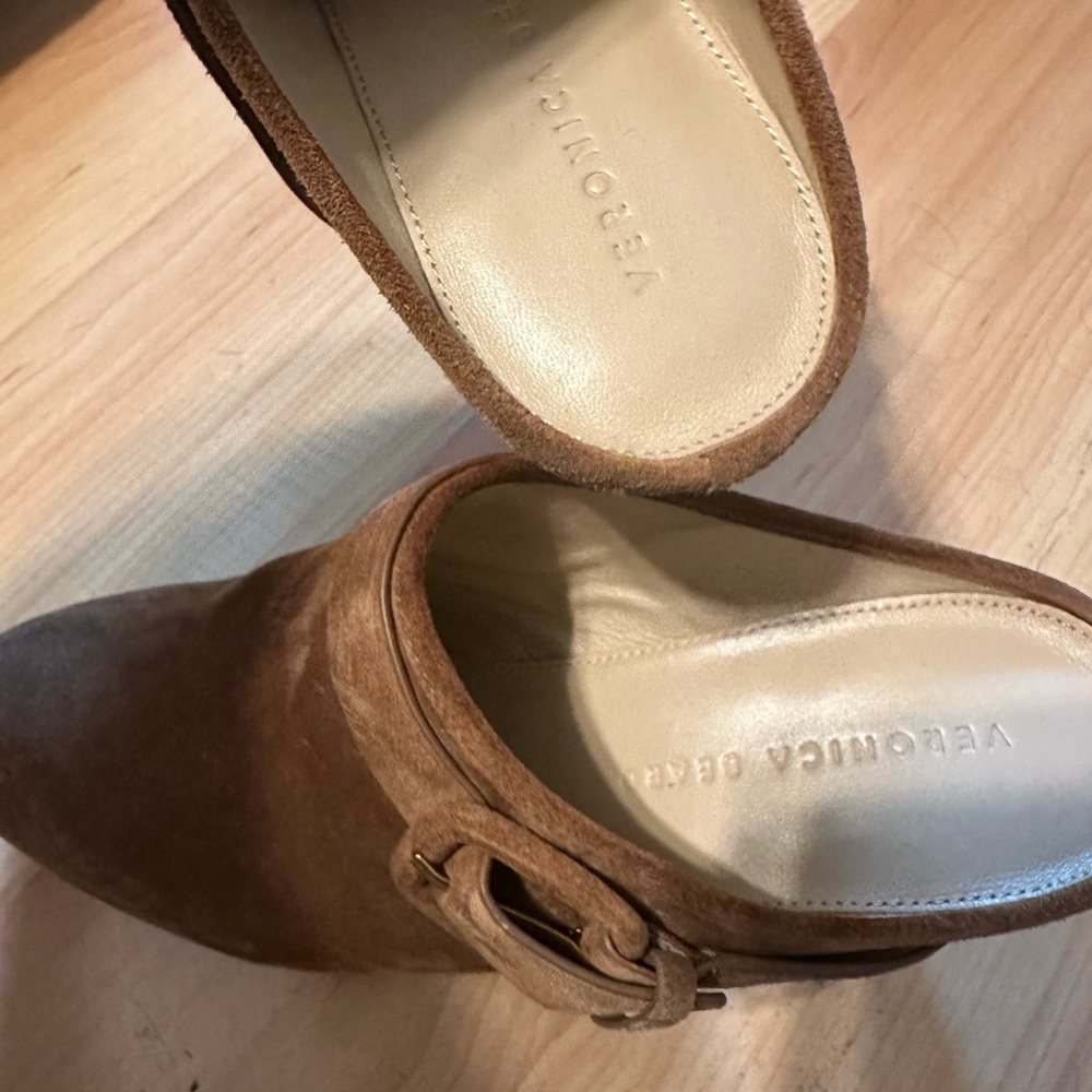 Veronica Beard Brown Suede Clogs with Buckle NWT 8 - Picture 2 of 7